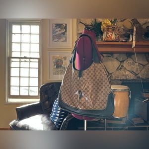 Gucci web crystal canvas Jackie bag AUTH